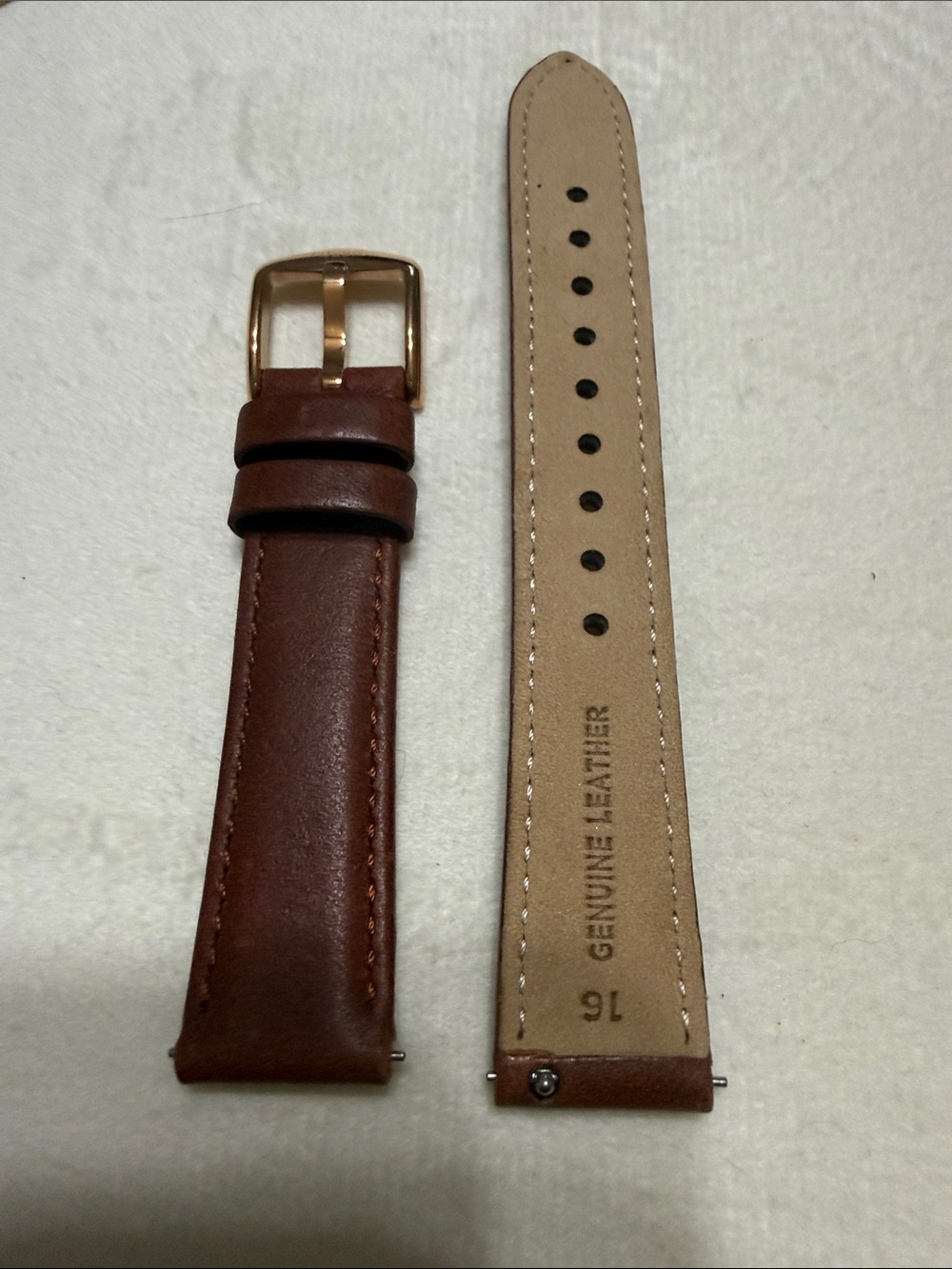 Fossil Brown Leather Watch Strap with Gold Buckle - Picture 2 of 4